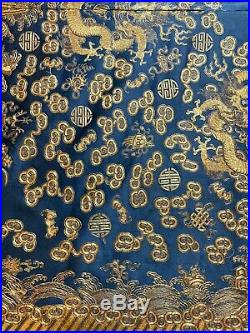 A Rare and Important Qing Dynasty Embroidered Silk Dragon Robe Unstitch 54X 56
