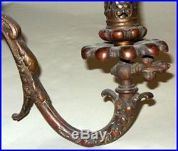 AMAZING Antique Bronze DRAGON Faux Bamboo SCONCE Wall Fixture Chinese Asian