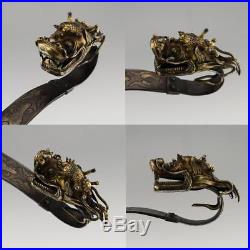 ANTIQUE 17thC CHINESE QING DYNASTY SOLID SILVER-GILT DRAGON RUYI SCEPTRE c. 1660