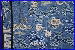 Antique 19th C. Chinese Silk Fabric Textile Dragon Embroidery 27x51