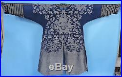 Antique 19th C Hand Woven Chinese Dragon Summer Robe W Horseshoe Cuffs
