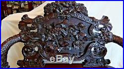 ANTIQUE 19c CHINESE SETTEE WithELABORATELY CARVED DRAGON BACK, ARM REST& LEGS