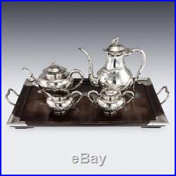 ANTIQUE 20thC CHINESE SOLID SILVER LARGE DRAGON 5 PIECE TEA SET, ZEESUNG c. 1910