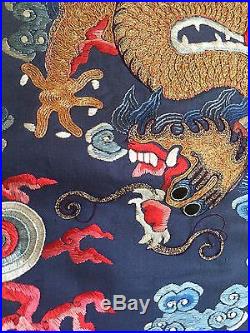 Antique Chinese 5 Claw Dragon Scarf Textile