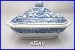 Antique Chinese Blue White Lidded Tureen Dragons