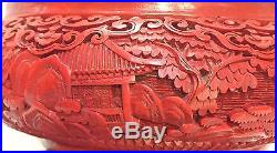 ANTIQUE CHINESE CLOISSONE ENAMEL CARVED CINNABAR LACQUER DRAGON BOWL SCHOLAR VTG