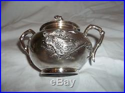ANTIQUE CHINESE DRAGON STERLING SILVER 6pcTEA SET (HC) WithZEEWO TRAY