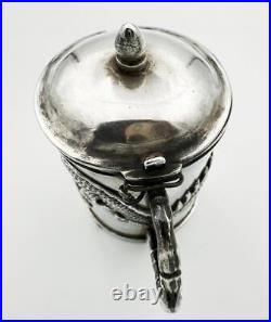 ANTIQUE CHINESE EXPORT DRAGON SILVER MUSTARD POT c1890 WC90