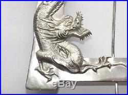 ANTIQUE CHINESE EXPORT SOLID SILVER PHOTO FRAME, PICTURE, FRAME, DRAGON, c1890