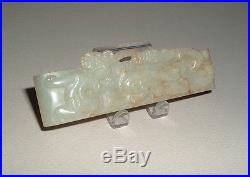 ANTIQUE CHINESE JADE DRAGON SCABBARD SLIDE SWORD FITTING QING 19TH CENTURY. NR