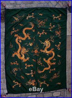 ANTIQUE CHINESE SILK IMPERIAL DRAGON EMBROIDERY