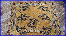 ANTIQUE CHINESE TIBETAN DRAGON RUG An exceptional rug frm Tibet 5 ft x 7 ft 2 in