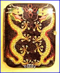 ANTIQUE Chinese CLOISONNE Cigarette box-great condition-CLASSIC DRAGON design