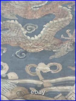 ANTIQUE Chinese Kesi Kosu Dragon Needlepoint Embroidery Fragment Scholar Art