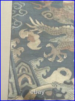 ANTIQUE Chinese Kesi Kosu Dragon Needlepoint Embroidery Fragment Scholar Art