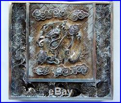 ANTIQUE Chinese export SOLID SILVER filigree DRAGON Business/Calling card CASE