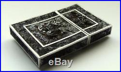 ANTIQUE Chinese export SOLID SILVER filigree DRAGON Business/Calling card CASE