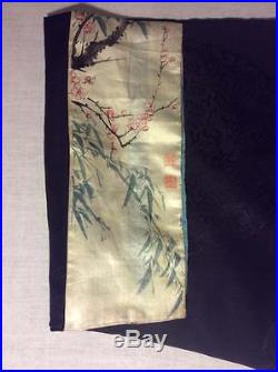 ANTIQUE EARLY 20th c QI'ING CHINESE SILK ROBE DRAGONS EMBROIDERED EMBROIDERY