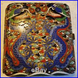 Antique Fine Quality Chinese Cloisonne Enamel Cigarette Case 5-claw Dragon Qing