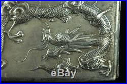 ANTIQUE HALLMARKED CHINESE EXPORT STERLING SILVER DRAGON CIGARETTE BOX CASE