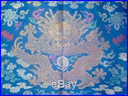 Antique Imperial Chinese Blue Silk Brocade Kesi Dragon Robe Mangpao Qing 19th C