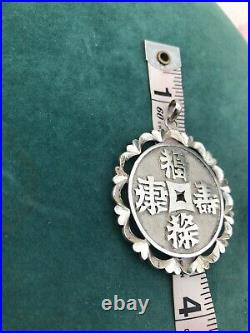 ANTIQUE VINTAGE CHINESE CHARACTERS STERLING SILVER Double DRAGON PENDANT