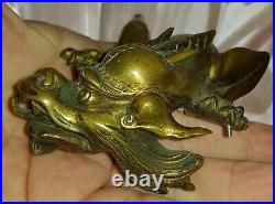 ANTIQUE or VINTAGE GILTED BRONZE CHINESE DRAGON HEAD