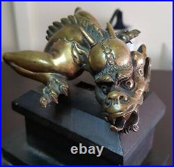ANTIQUE or VINTAGE GILTED BRONZE CHINESE DRAGON HEAD