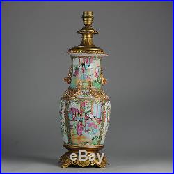 ANtique China 19C & 59cm Chinese Porcelain Cantonese Lamp Vase Figural Dragon