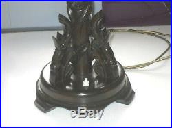 ART DECO 1920s LARGE CARVED WOOD CHINESE ORIENTAL DRAGON LAMP ANTIQUE