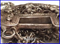 Amazing Antique Vintage Chinese Silver Lock Dragon Pendant Necklace