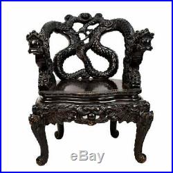 Amazing Pair of Antique Chinese Heavily Carved Dragon Chairs