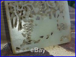 Amazing antique chinese hand carved white jade dragon pendant