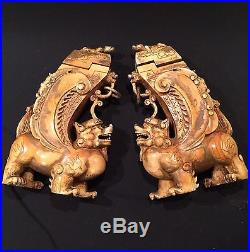 Amazing wood base Chinese carved dragon figure vases china 18/19th Century