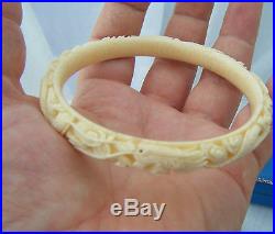 An Antique C19th Victorian Era Chinese Carved Dragon Bangle Of Meritable Quality