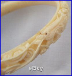 An Antique C19th Victorian Era Chinese Carved Dragon Bangle Of Meritable Quality