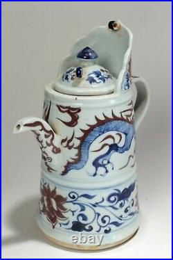 An Estate Chinese Lidded Dragon-decorating Porcelain Fortune Ewer
