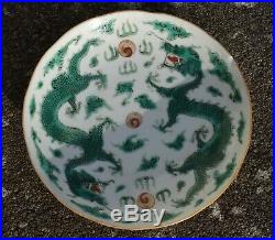 An antique Chinese Dragon saucer in famille verte #4