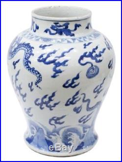An antique Chinese blue and white porcelain dragon jar, Kangxi period