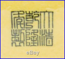 An antique Chinese yellow glazed porcelain dragon dish, Qianlong mark