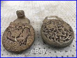 Ancienne boucle de ceinture bronze DRAGON Chine Gilt antique buckle Chinese quin