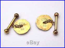 Anciens boutons manchette Chinois Dragon or 14k Antique Chinese cufflinks signed
