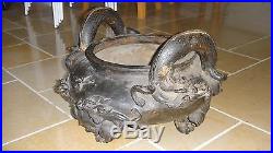 Ancient Antique Chinese Museum Grade Huge! Bronze Censer Incense Burner Dragons