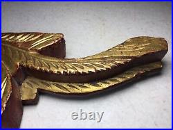 Ancient Antique Chinese Temple Artifact Wood Dragon with Red Wax Seal Gold Guild