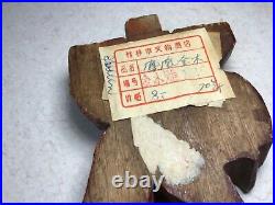 Ancient Antique Chinese Temple Artifact Wood Dragon with Red Wax Seal Gold Guild