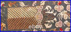 Ancient Chinese 5-toed Dragon Silk and Metallic Embroidered Tray 26.5 x 11