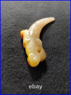 Ancient Chinese Jade Rare Fine Western Zhou Hetian Jade Dragon Xi