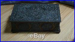 Antique 17c Chinese Very Old Cinnabar Hand Carved Lacquered Dragons Hinged Box