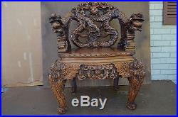 Antique 19 th Century Chinese Dragon Throne rare