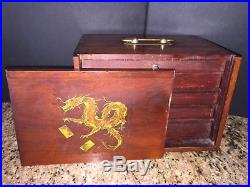 Antique 1920s Chinese Mah Jong Set- 148 Tile Bamboo/bone Rosewood Dragon Box